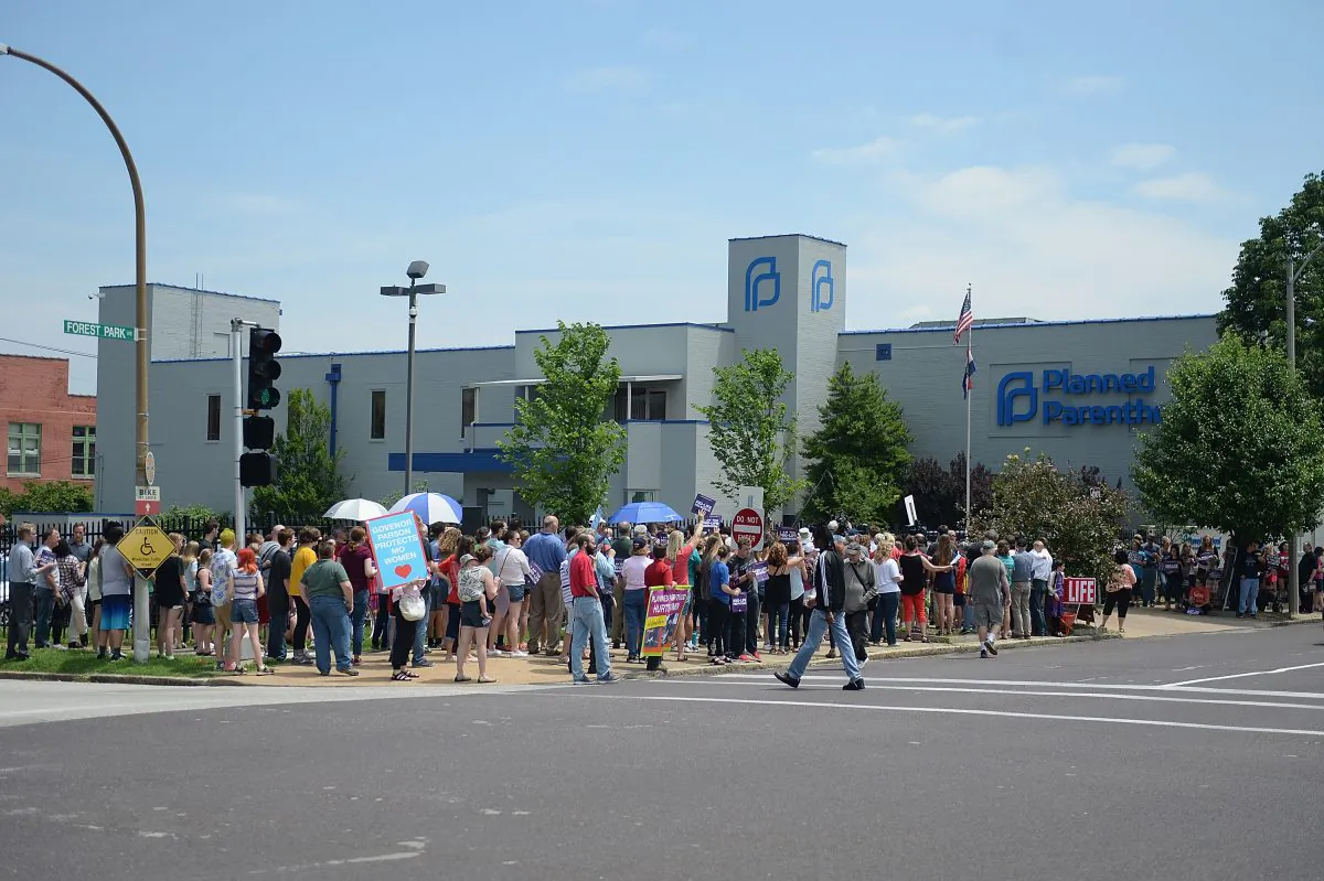 An overall during a pro-life rally outside the Planned Parenthood Reproductive Health Center on June 4, 2019 in St Louis, Missouri. Michael B. Thomas/Getty Images