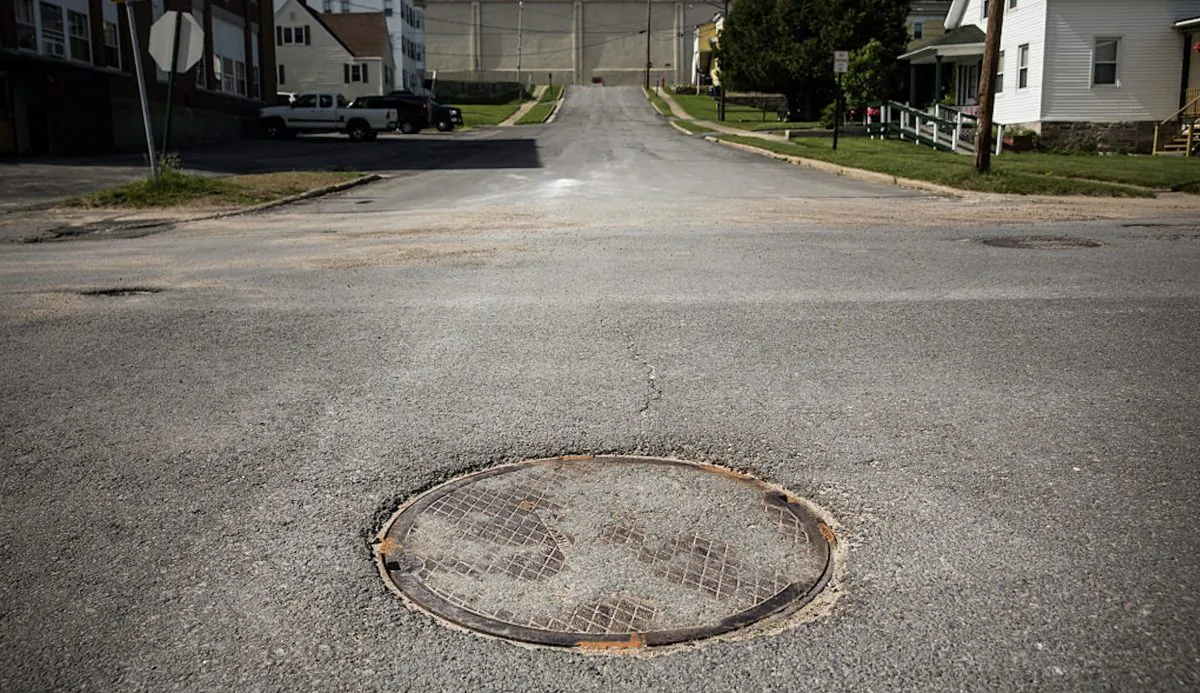 Manhole in Dannemora, New York. (Andrew Burton/Getty Images)