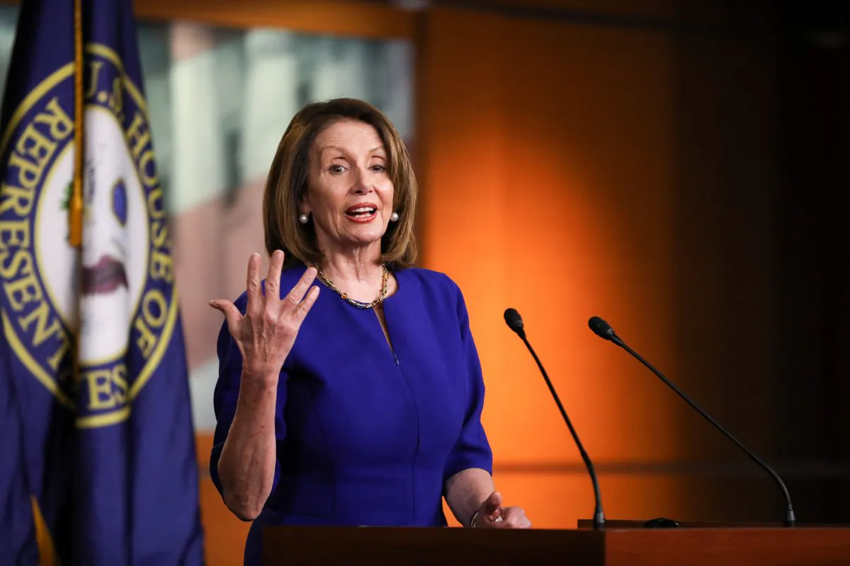 House Speaker Rep. Nancy Pelosi (D-Calif.) holds a press conference in the Capitol building, Washington, on March 7, 2019. (Charlotte Cuthbertson/The Epoch Times)