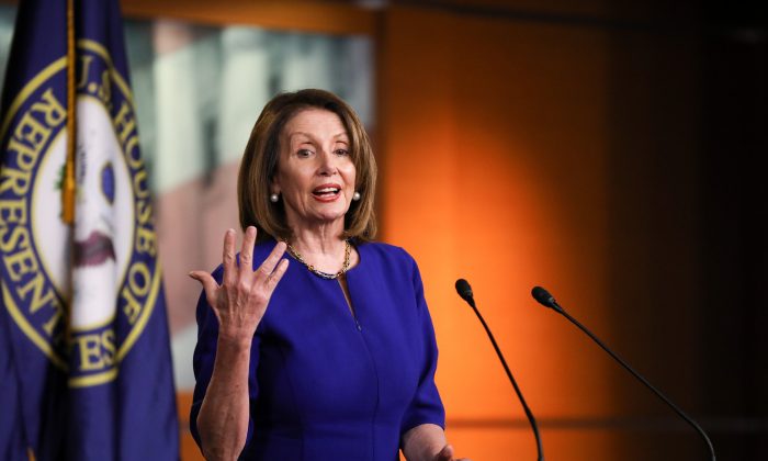House Speaker Rep. Nancy Pelosi (D-Calif.) holds a press conference in the Capitol building, Washington, on March 7, 2019. (Charlotte Cuthbertson/The Epoch Times)