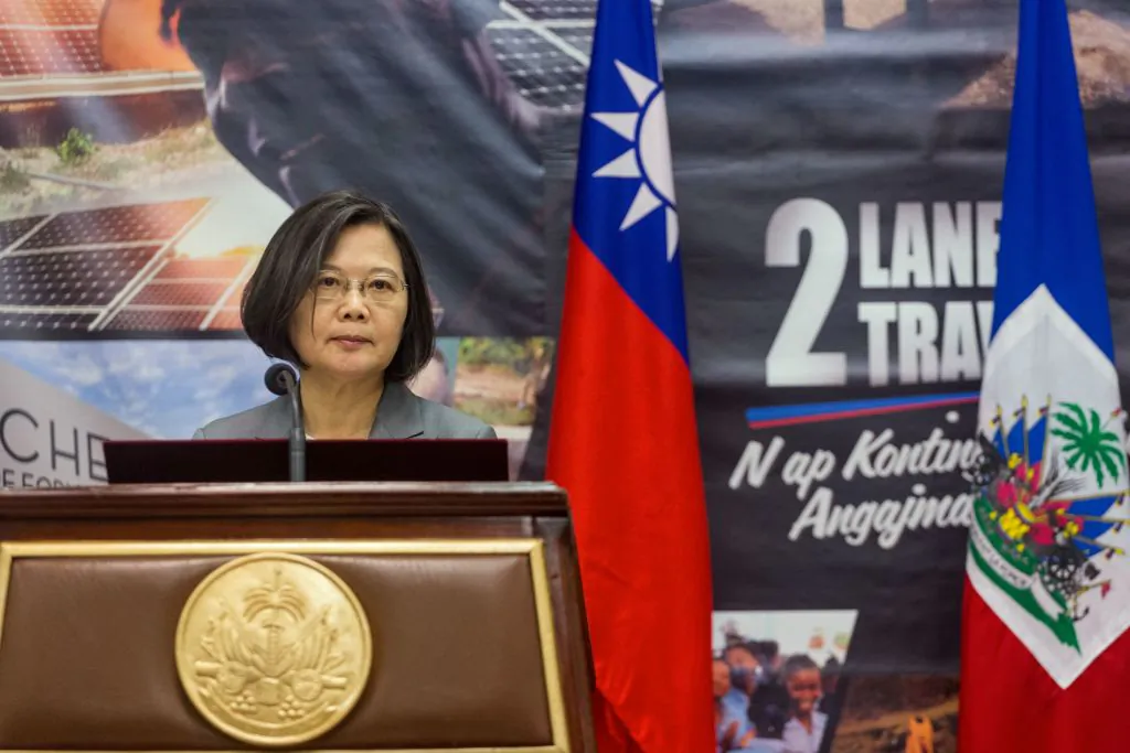 Taiwan's President Tsai Ing-Wen delivers a speech during the inauguration of the Taiwan Fair in Port-au-Prince, Haiti, on July 13, 2019. (Pierre Michel Jean/AFP/Getty Images)