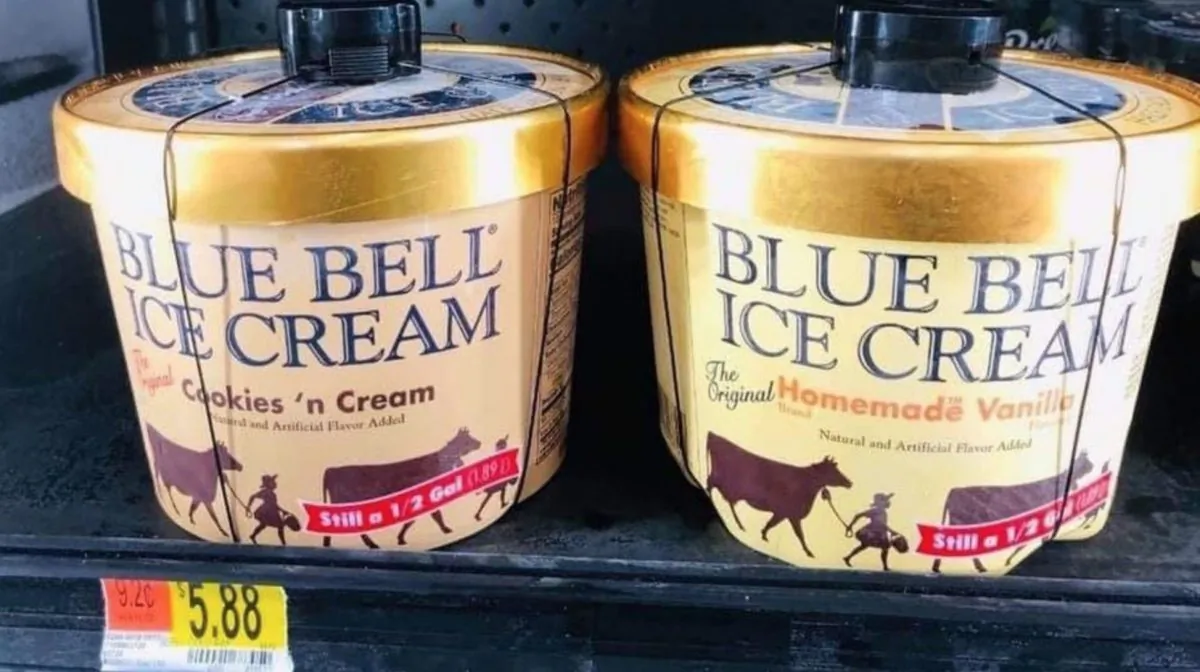 Containers of Blue Bell brand ice cream in Fulshear, Texas. (Fulshear Police Department)