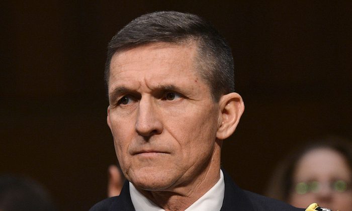 Then-Defense Intelligence Agency Director Lt. Gen. Michael Flynn testifies before a full committee hearing on "Current and Projected National Security Threats to the United States" at the Hart Senate Office Building in Washington on March 12, 2013. (JEWEL SAMAD/AFP/Getty Images)