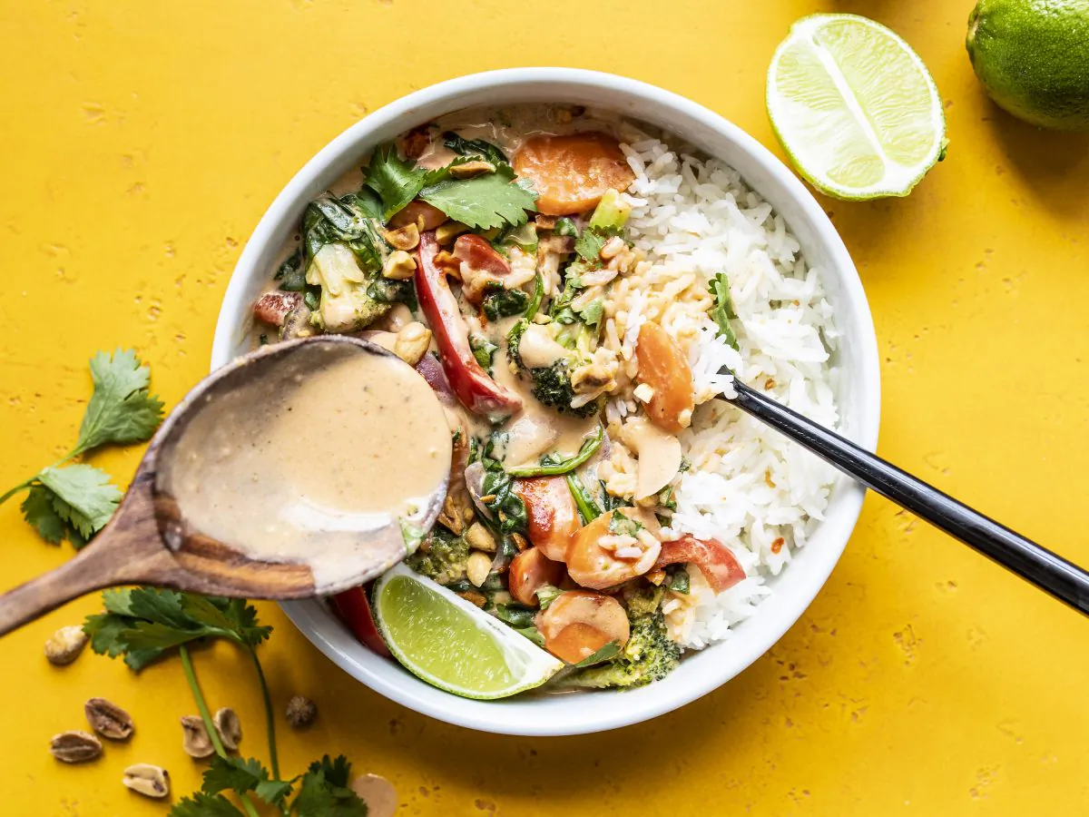 Spicy coconut vegetable stir fry. (Beth Moncel)