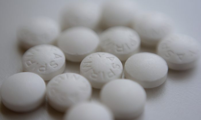 An arrangement of aspirin pills in New York. (Patrick Sison/File Photo via AP)