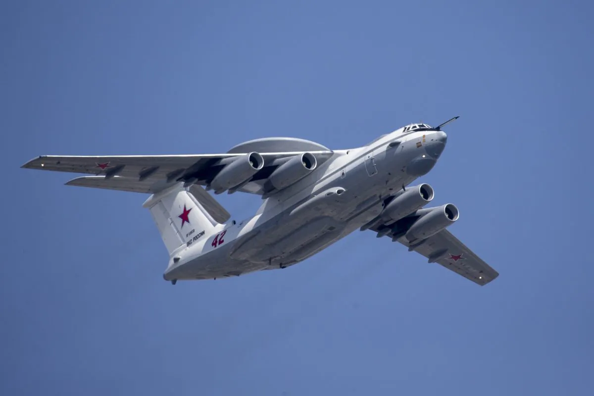 A Russian Beriev A-50 airborne early warning and control training aircraft over Moscow, Russia, on May 7, 2019. (Alexander Zemlianichenko/ AP Photo)