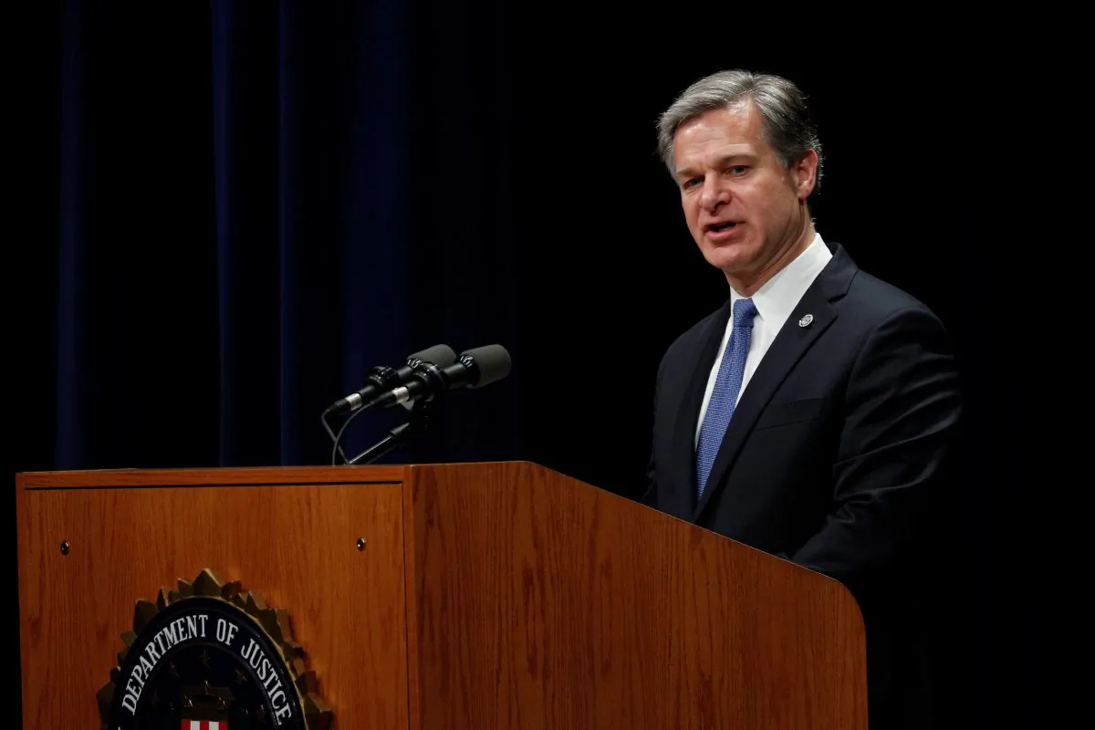 FBI Director Christopher Wray speaks at the FBI National Academy Graduation Ceremony in Quantico, Virginia, U.S., June 7, 2019 (Reuters/Tom Brenner/File Photo).