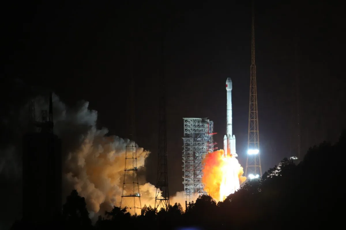 A Long March-3B carrier rocket carrying the 24th and 25th BeiDou navigation satellites takes off from the Xichang Satellite Launch Center in Xichang, China, on Nov. 5, 2017. (Wang Yulei/China News Service/VCG via Getty Images)