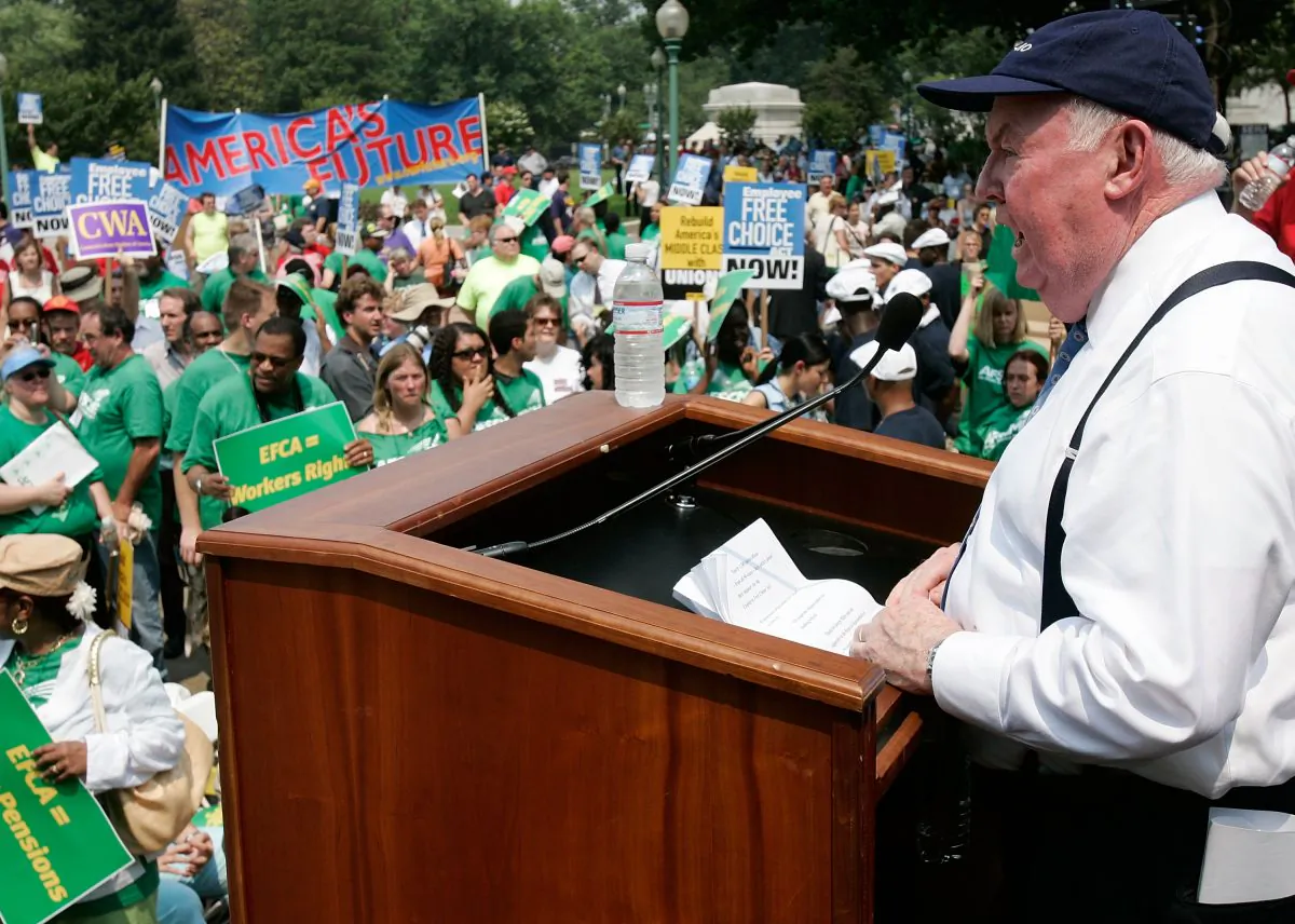 AFL-CIO President John Sweeney during an AFL-CIO rally on Capitol Hill on June 19, 2007.    (Alex Wong/Getty Images)