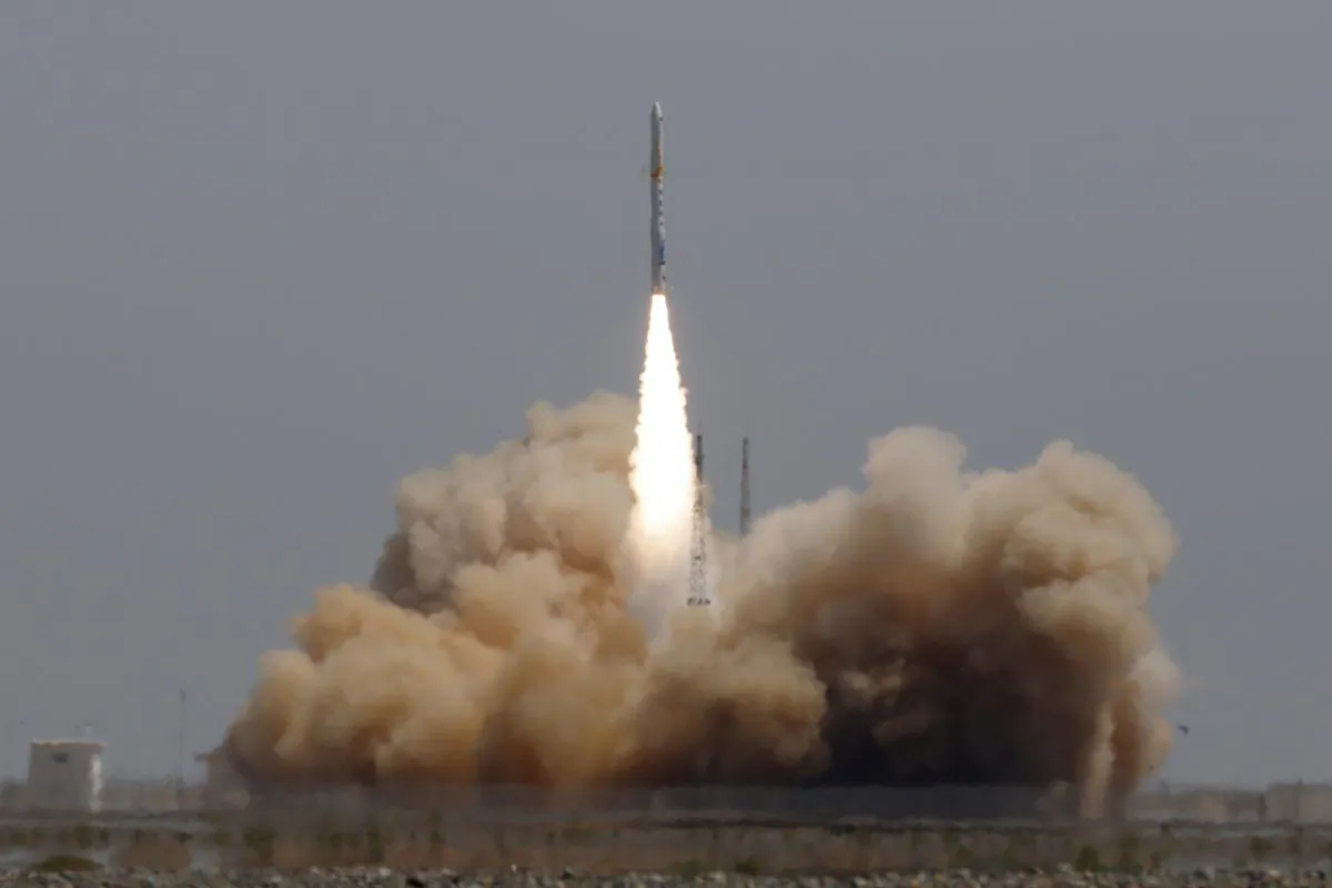 A Hyperbola-1 rocket of Chinese space company iSpace takes off from the Jiuquan Satellite Launch Centre in Gansu Province, China on July 25, 2019. (Reuters)