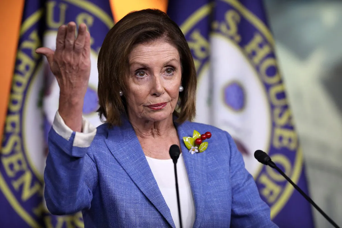 Speaker of the House Nancy Pelosi (D-Calif.) holds her weekly press conference at the U.S. Capitol Visitors Center in Washington on July 26, 2019. (Chip Somodevilla/Getty Images)
