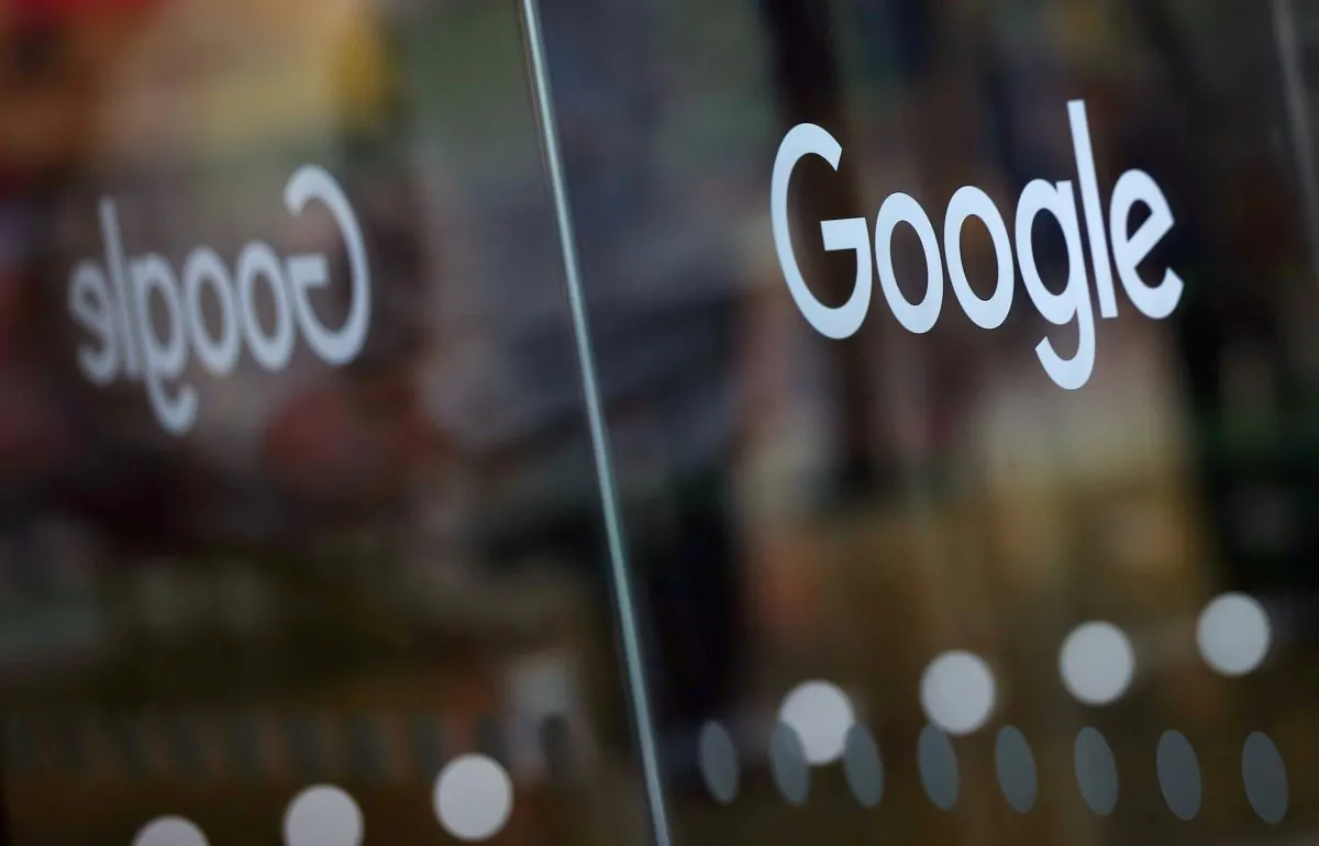 The Google logo at the entrance to the Google offices in London on Jan. 18, 2019. (Hannah McKay/Reuters)