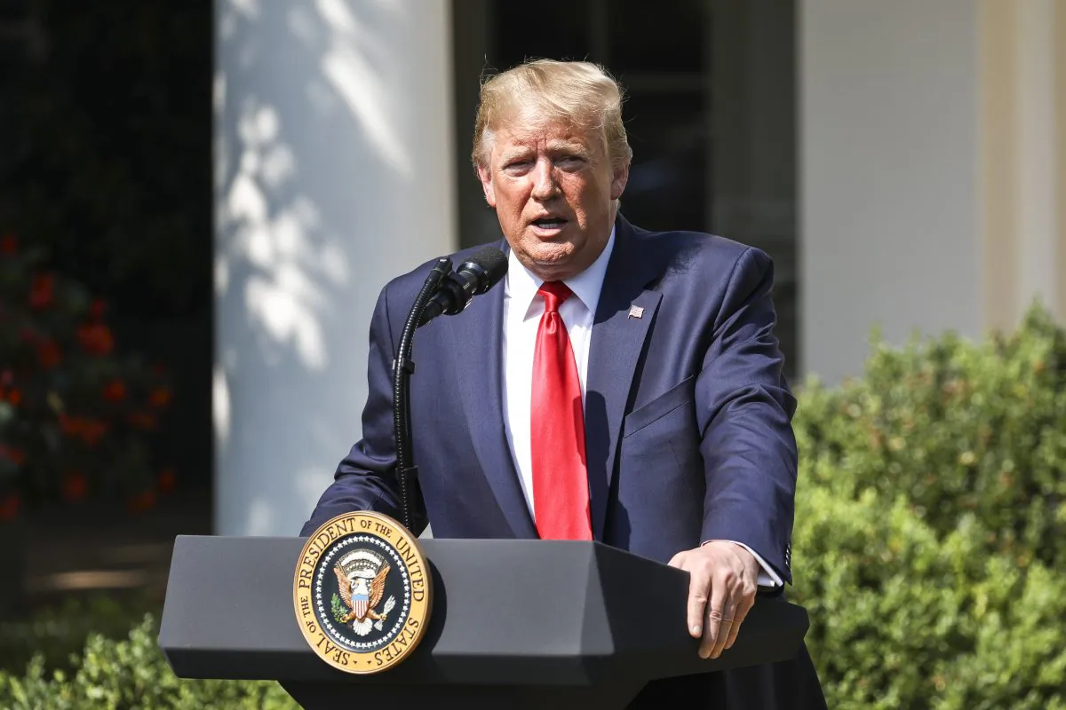 President Donald Trump speaks at the signing of the 9/11 Victim Compensation Fund bill in the White House Rose Garden on July 29, 2019. (Charlotte Cuthbertson/The Epoch Times)