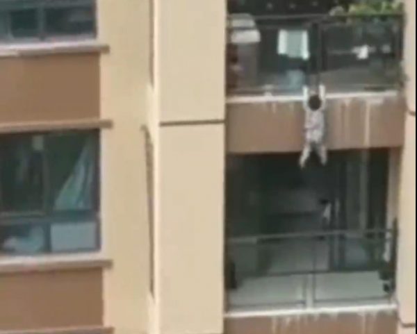 Boy fall balcony rescue blanket