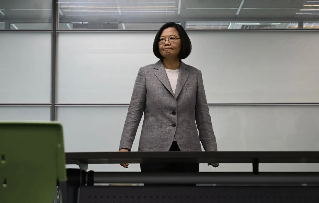 Taiwan's President Tsai Ing-wen arrives to register as the ruling Democratic Progressive Party (DPP) 2020 presidential candidate at the party's headquarter in Taipei on March 21, 2019. (Sam Yeh/AFP/Getty Images)