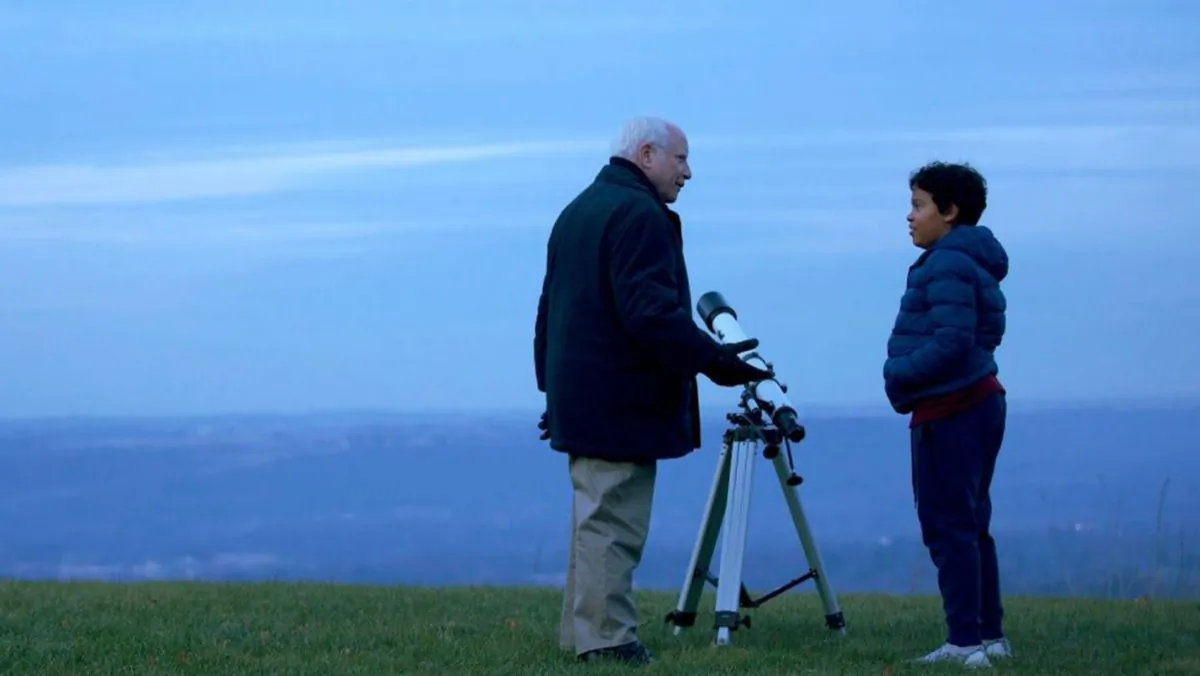 Sharing a dream: Grandfather Angus (Richard Dreyfuss, L) and his grandson Barney (Richie Lawrence), in “Astronaut.” (Brock Hodgkinson)