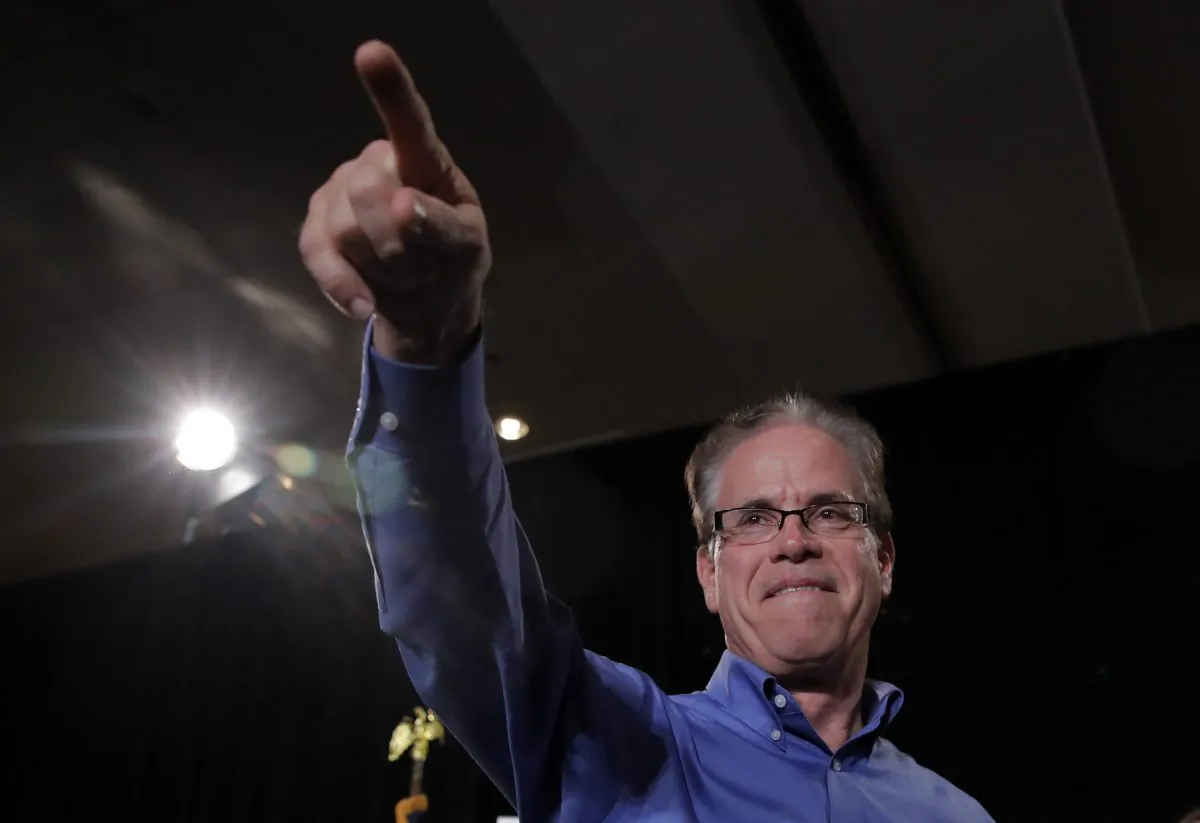 Then-Republican Senate candidate Mike Braun celebrates at an election night rally in Indianapolis, Indiana on Nov. 6, 2018. Braun and Sen. Todd Young introduced the Maximizing America’s Prosperity Act on July 24. (Jim Young/Getty Images)