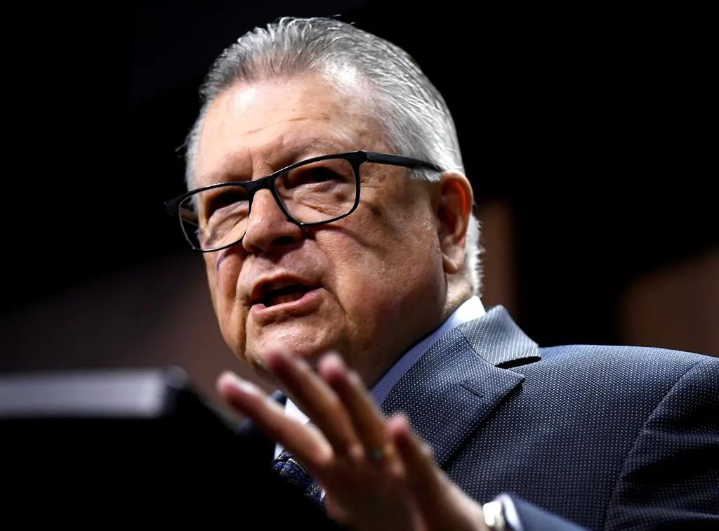 Minister of Public Safety and Emergency Preparedness Ralph Goodale speaks during an announcement on Parliament Hill in Ottawa on May 16, 2019. (Justin Tang/The Canadian Press)