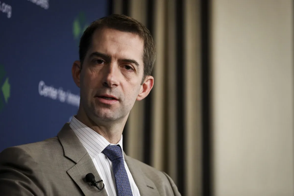 Sen. Tom Cotton (R-Ark.) at a border security discussion hosted by Center for Immigration Studies in Washington on July 30, 2019. (Samira Bouaou/The Epoch Times)