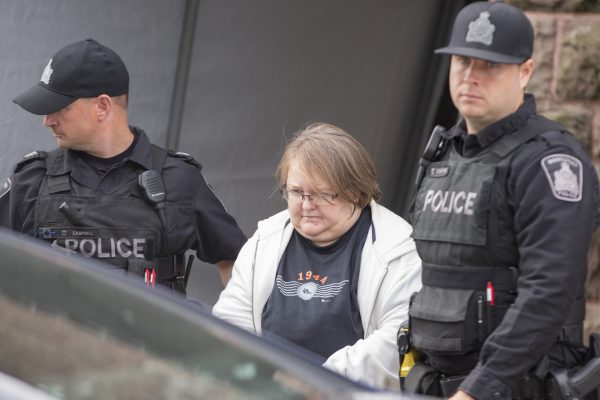 Elizabeth Wettlaufer, a nurse accused in the murder of 8 elderly patients in Southern Ontario leaves the courthouse in Woodstock, Ontario,Canada October 25, 2016. (Geoff Robins/AFP/Getty Images)