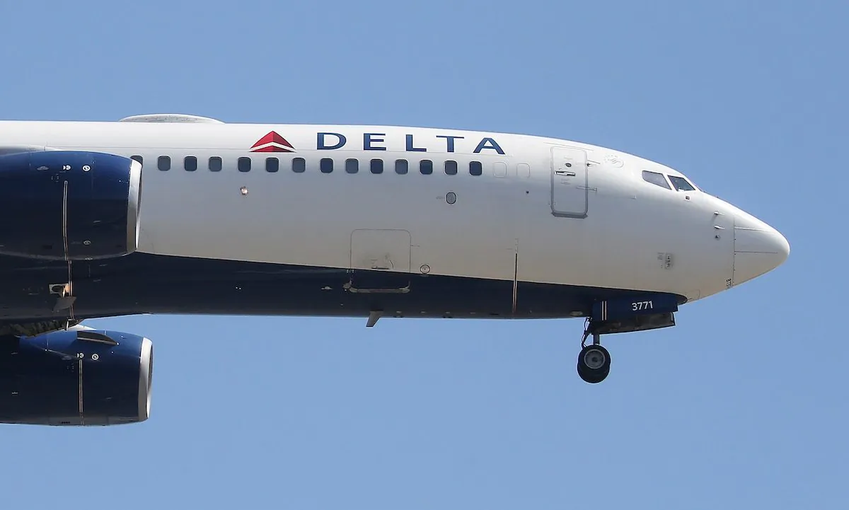 A Delta Air Lines plane lands at Los Angeles International Airport in Los Angeles, on July 12, 2018. (Mario Tama/Getty Images)