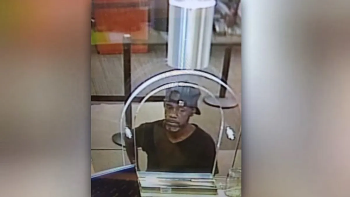 A surveillance camera still showing Michael Harrell, a suspect in a bank robbery in Cleveland, Ohio, on July 29, 2019. (Cleveland Division of the FBI)