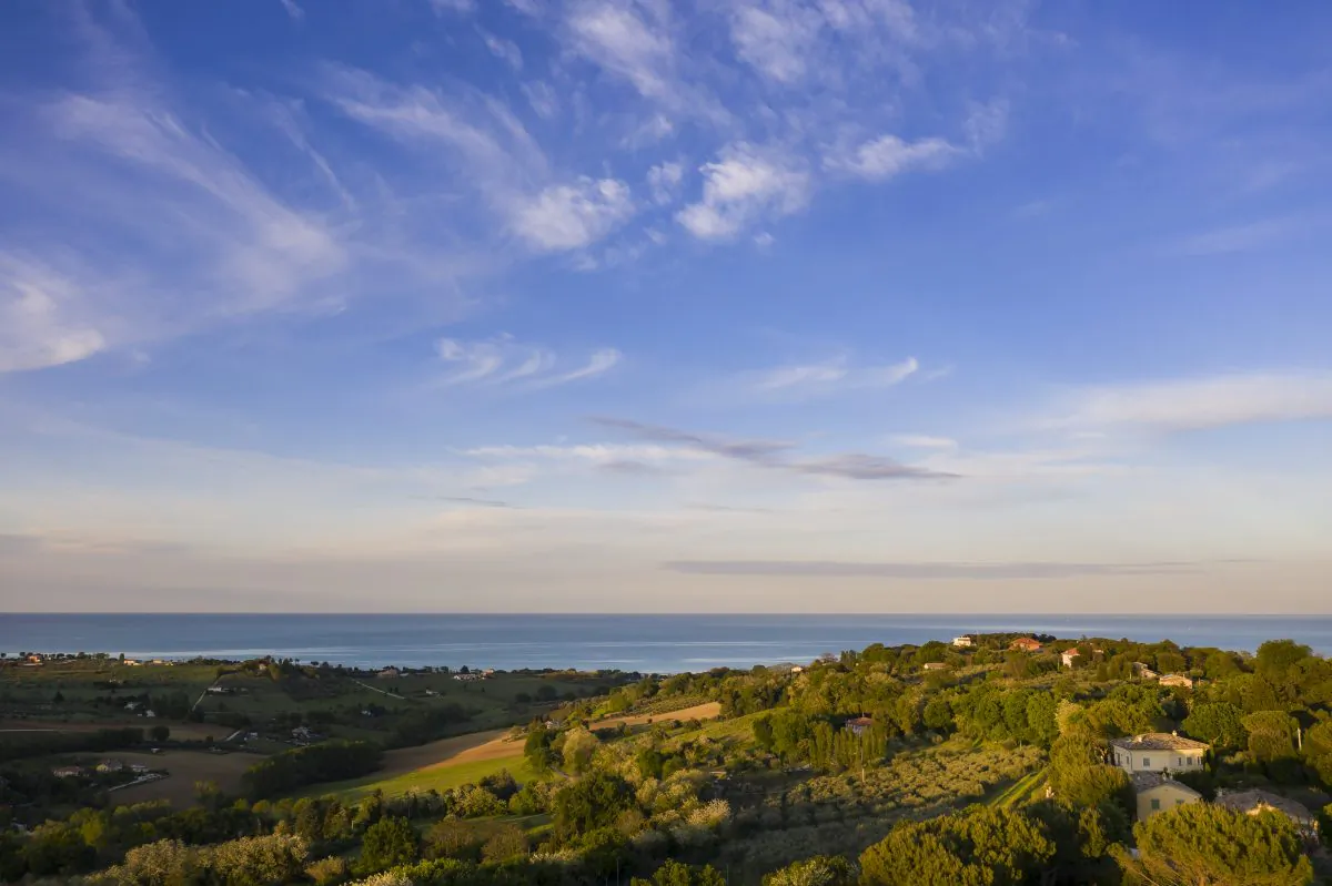 Many hilltop vagtage points, like this one from Civitanova, offer postcard-worthy views reaching the Adriatic. (Courtesy of Villa Olivo)