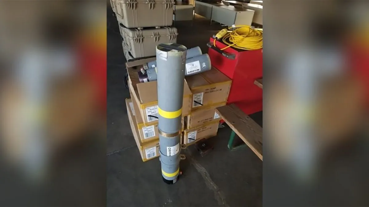 The rocket launcher tube that was seized at Baltimore Washington International Airport on Aug. 1, 2019. (Maryland State Fire Marshal)