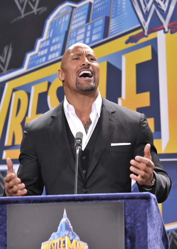 Dwayne "The Rock" Johnson attends a press conference to announce that MetLife Stadium will host WWE Wrestlemania