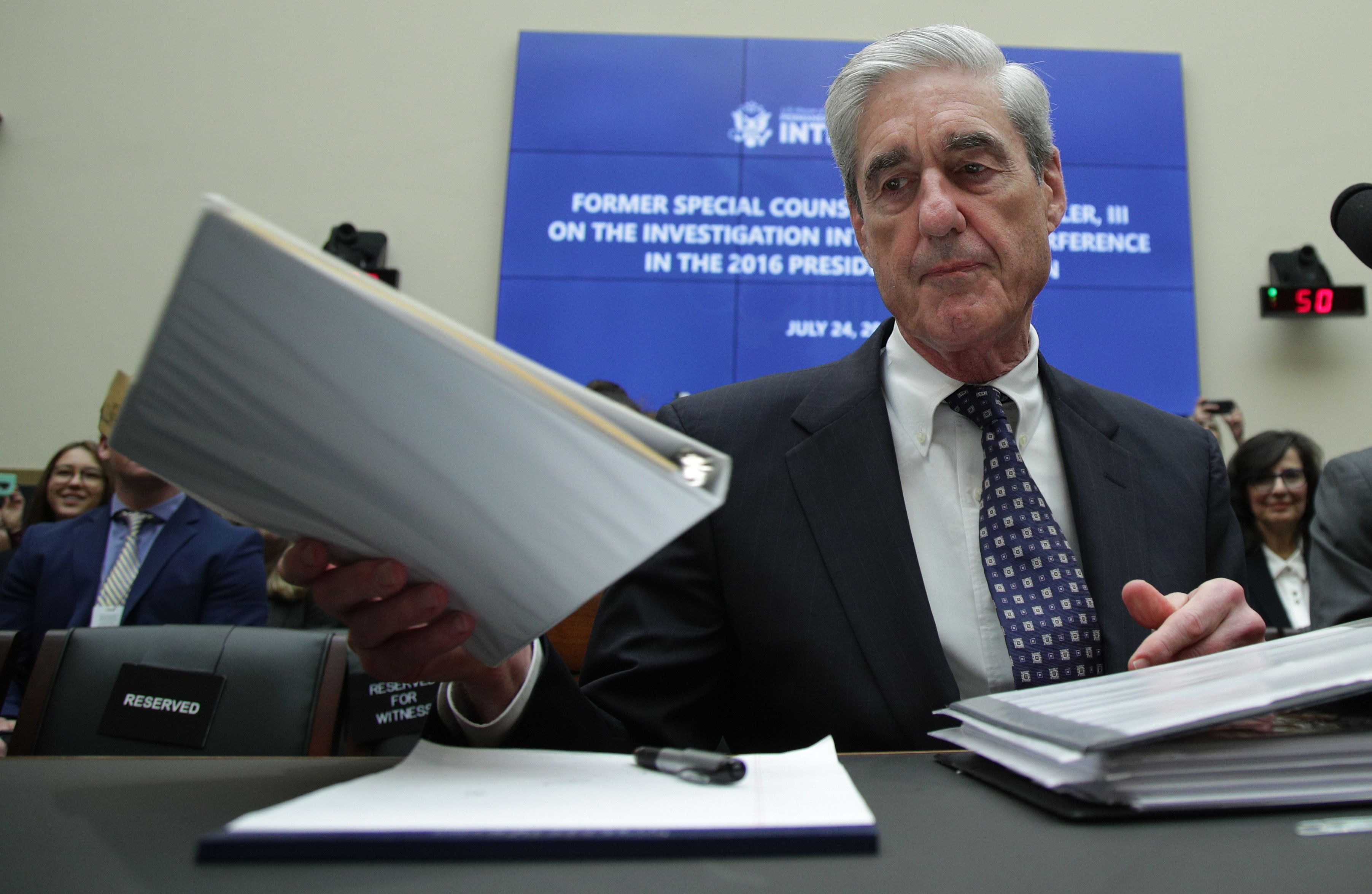 Former Special Counsel Robert Mueller in the Rayburn House Office Building in Washington