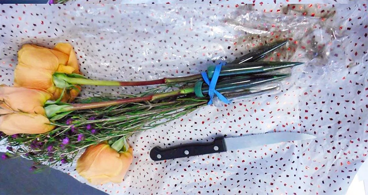 A knife was allegedly concealed in a bunch of flowers found at Seattle-Tacoma International Airport, Wash., on July 23, 2019. (Transportation Security Administration/Instagram)