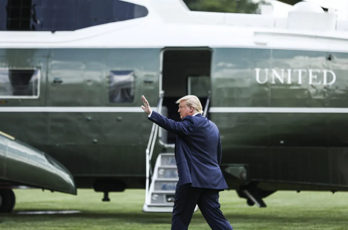 President Donald Trump speaks to the media before boarding Marine One en route to Ohio on the White House South Lawn in Washington on Aug. 1, 2019. (Charlotte Cuthbertson/The Epoch Times)