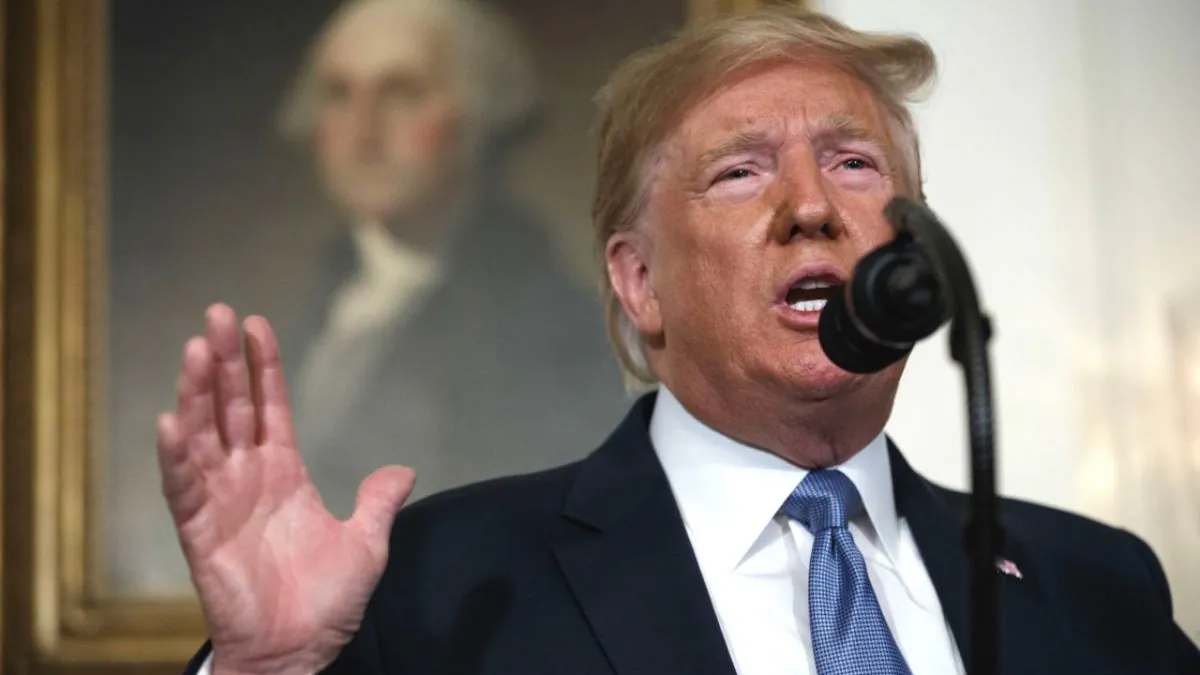 President Donald Trump speaks about the mass shootings in El Paso, Texas and Dayton, Ohio, in the Diplomatic Reception Room of the White House in Washington on Aug. 5, 2019. (Evan Vucci/AP Photo)