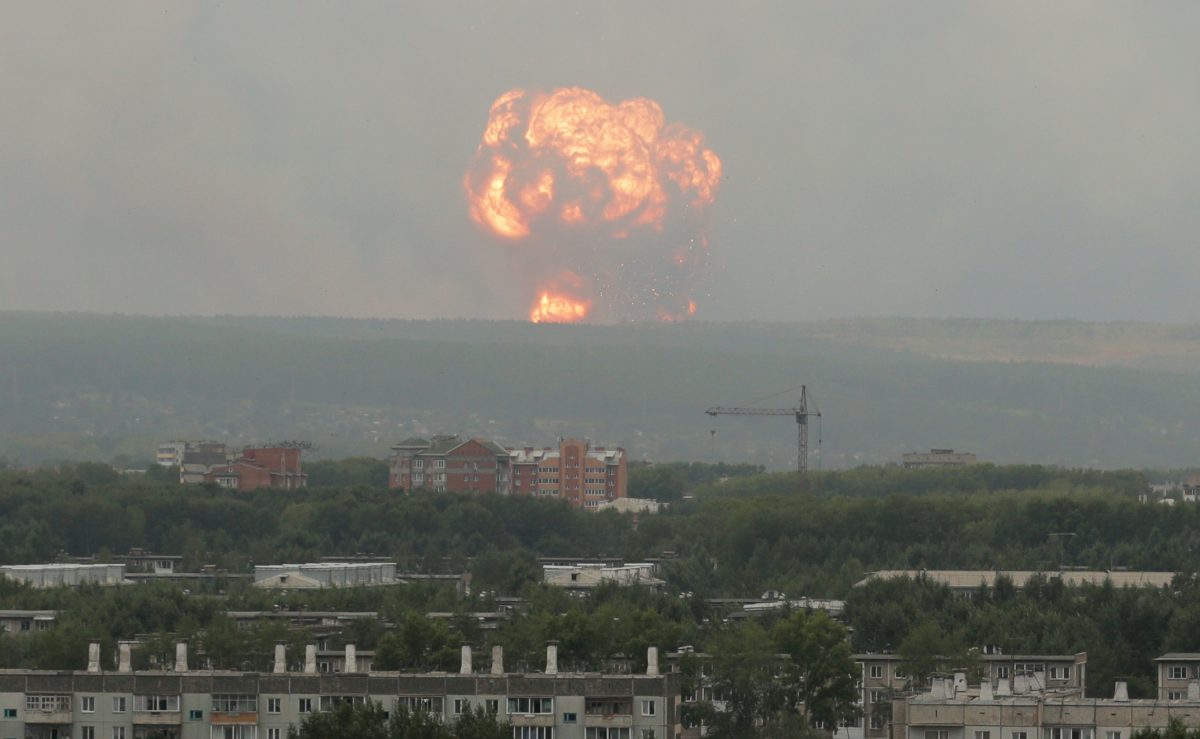 Blast Wave From Russian Ammunitions Depot Explosion Caught On Video