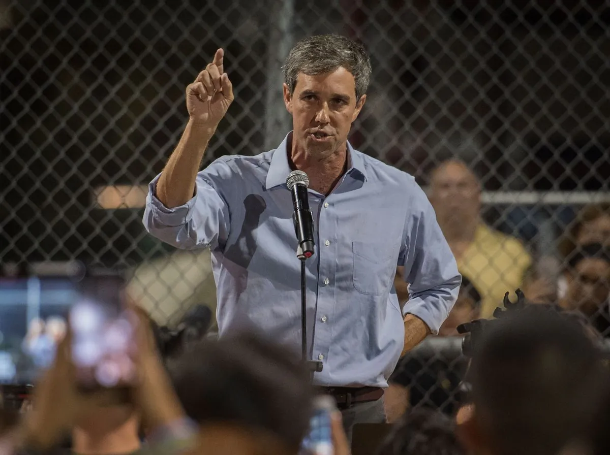 Democratic presidential candidate and former Texas Rep. Robert "Beto" O'Rourke speaks to the crowd during a prayer and candle vigil organized by the city after a shooting on Aug. 4, 2019. (Mark Ralston/AFP/Getty Images)
