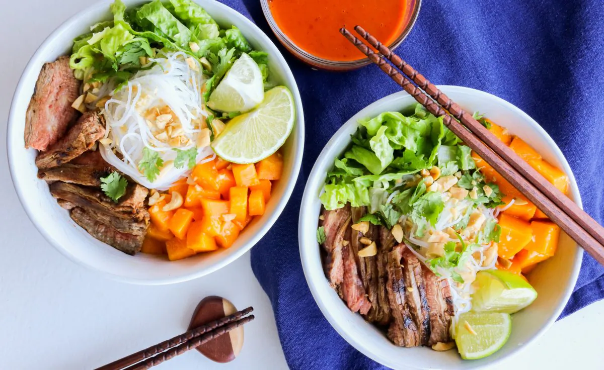 Chunks of fresh mango provide a sweet contrast to the spicy sauce. (Caroline Chambers)