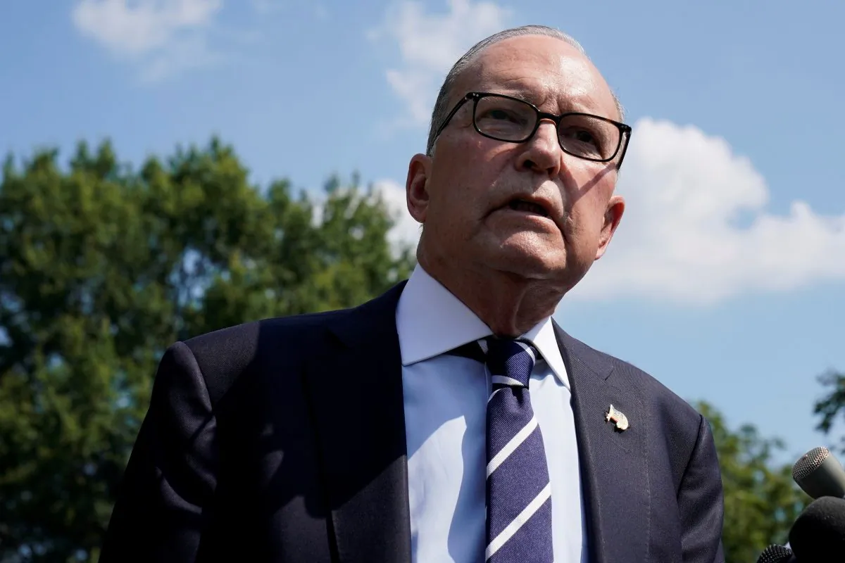 White House chief economic advisor Larry Kudlow speaks with reporters on the driveway outside the West Wing of the White House in Washington, on July 26, 2019. (Yuri Gripas/Reuters)