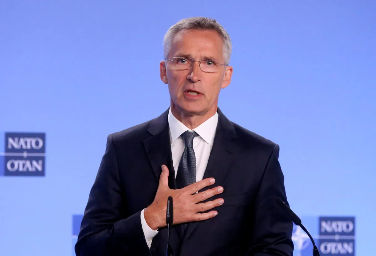 NATO Secretary-General Jens Stoltenberg gives a news conference on the day the United States is set to pull out of the Intermediate-range Nuclear Force Treaty (INF), in Brussels, Belgium, Aug. 2, 2019. (Reuters/Francois Walschaerts)
