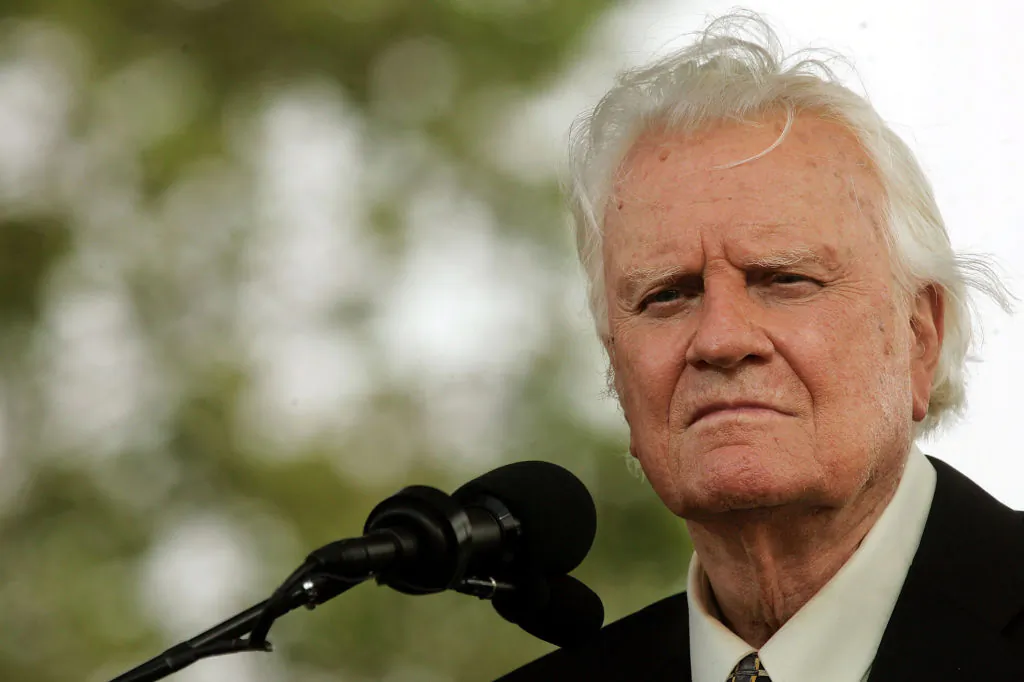 Rev. Blly Graham preaches at the Greater New York Billy Graham Crusade, held in Flushing Meadows Corona Park in the Queens borough of New York, on June 26, 2005. (Mario Tama/Getty Images)