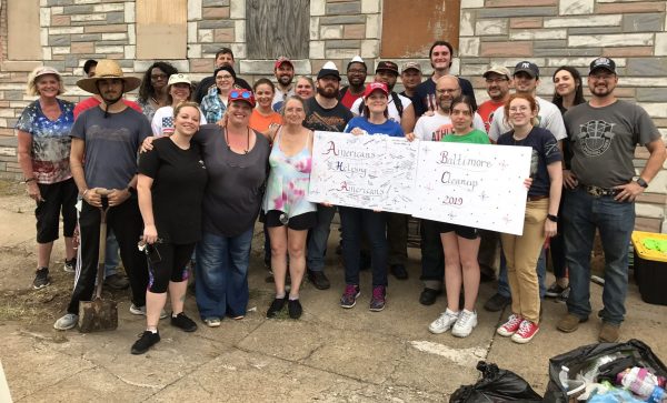 Volunteers after a trash cleanup event in Baltimore