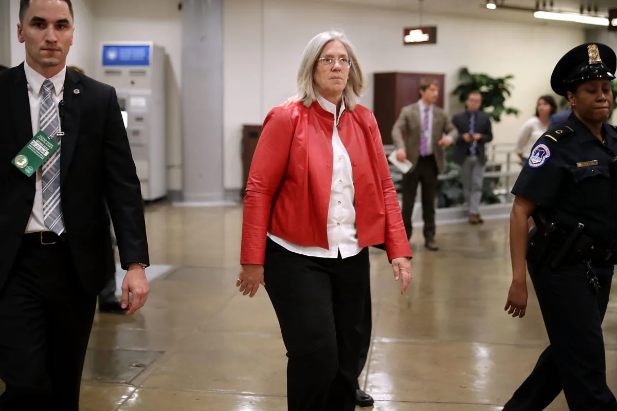 Principal Deputy Director of National Intelligence Sue Gordon (C) arrives to brief members of the so-called 'Gang of Eight' at the U.S. Capitol in Washington on May 24, 2018. (Chip Somodevilla/Getty Images)