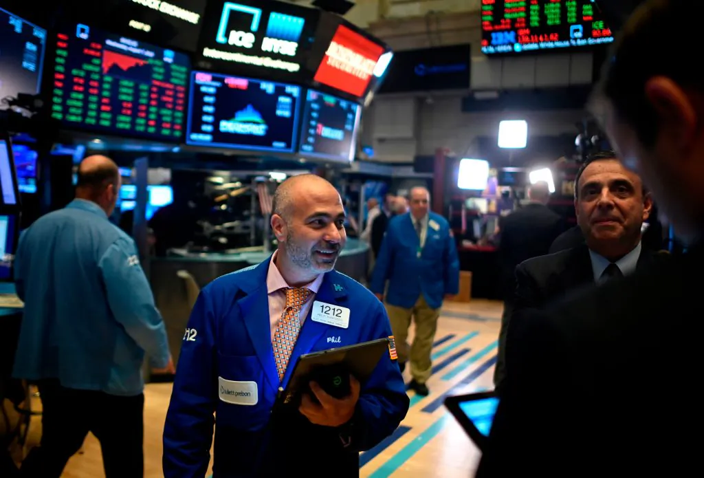 Traders work after the closing bell at the New York Stock Exchange in New York City, on August 7, 2019. 
(JOHANNES EISELE/AFP/Getty Images)
