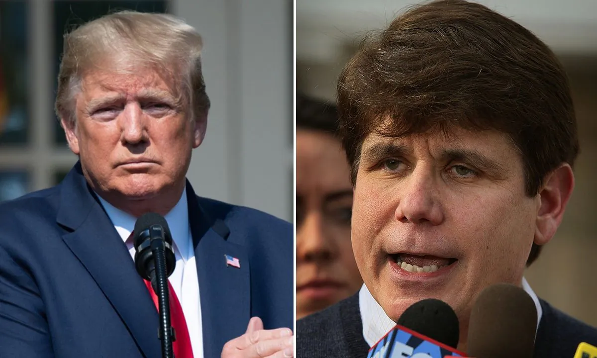President Donald Trump (Saul Loeb/AFP/Getty Images) and Rod R. Blagojevich (Scott Olson/Getty Images)
