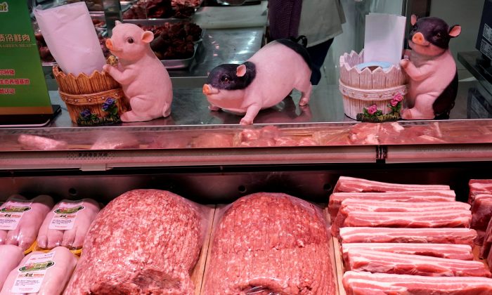 Pork for sale is seen at a supermarket in Beijing, China on April 11, 2019.. (Jason Lee/Reuters)