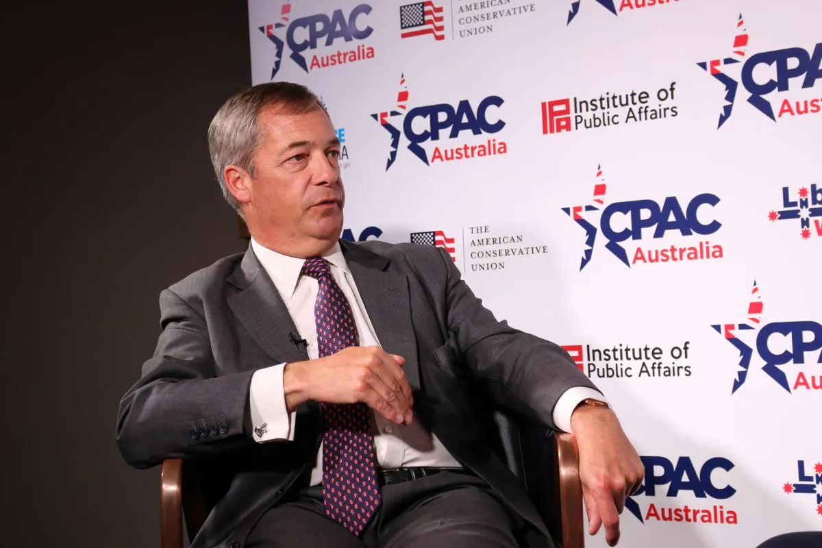 Nigel Farage at the CPAC Australia conference in Sydney, Australia, on Aug. 10, 2019. (The Epoch Times)