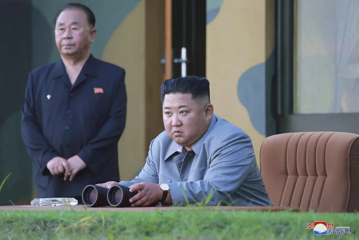 North Korean leader Kim Jong Un watches a missile test in North Korea on July 25, 2019. (Korean Central News Agency/Korea News Service via AP)