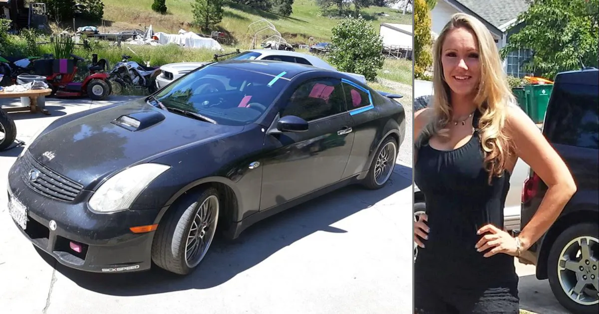A 2005 Infinity G35 coupe has been found belonging to missing mom Heather Gumina (R) in El Dorado County, Calif., on August 9, 2019. (El Dorado County Sheriff's Office/Facebook)