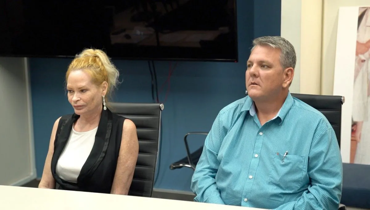 Heather Steele (L) and John Michael Ewing (R) sitting during the press conference hosted by The Zalkin Law Firm, P.C., on Aug. 12, in New York, New York. (Shenghua Sung/NTD News)