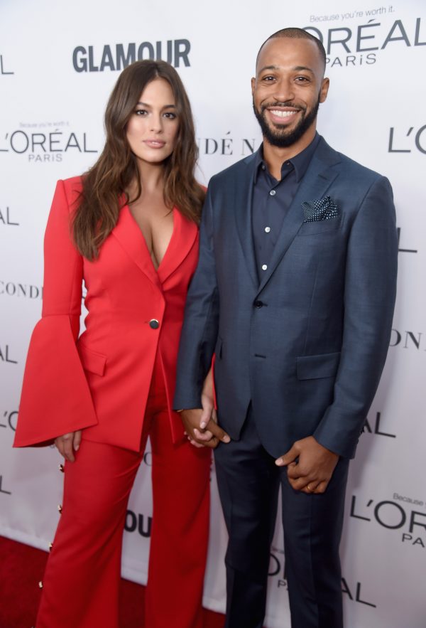 Ashley Graham and Justin Ervin attend Glamour's 2017 Women of The Year Awards