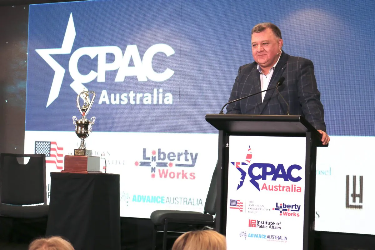 Australian center-right Liberal MP Craig Kelly speaks at CPAC Australia on Aug. 10, 2019. (The Epoch Times)